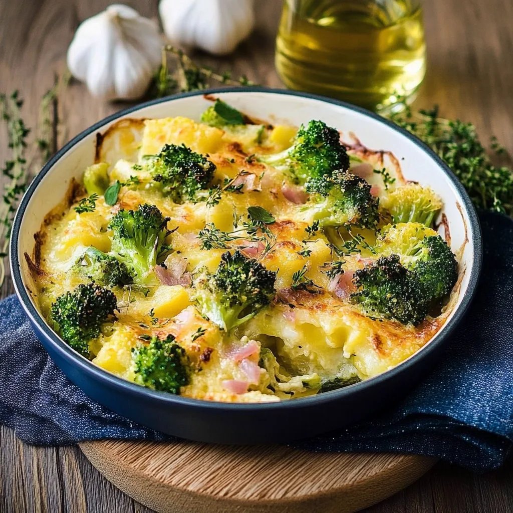 Brokkoli-Kartoffel-Gratin mit Schinken