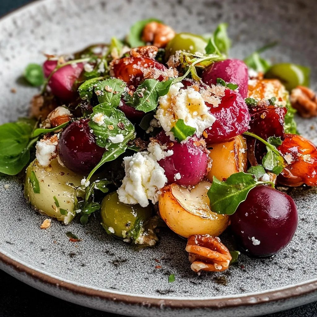 Herbstsalat mit Rosenkohl, Trauben und Walnüssen