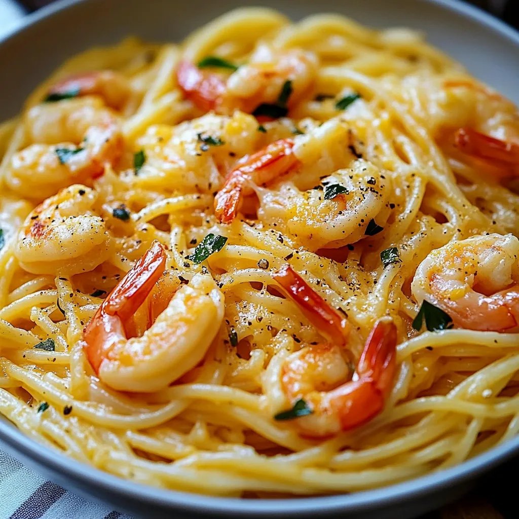 Spaghetti mit Garnelen in Frischkäsesoße