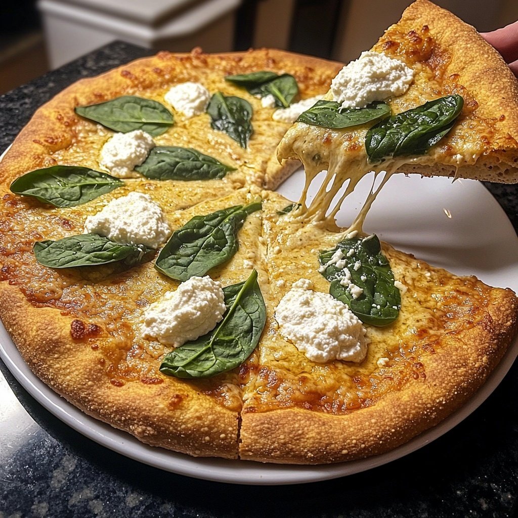 Pizza mit Spinat und Ricotta
