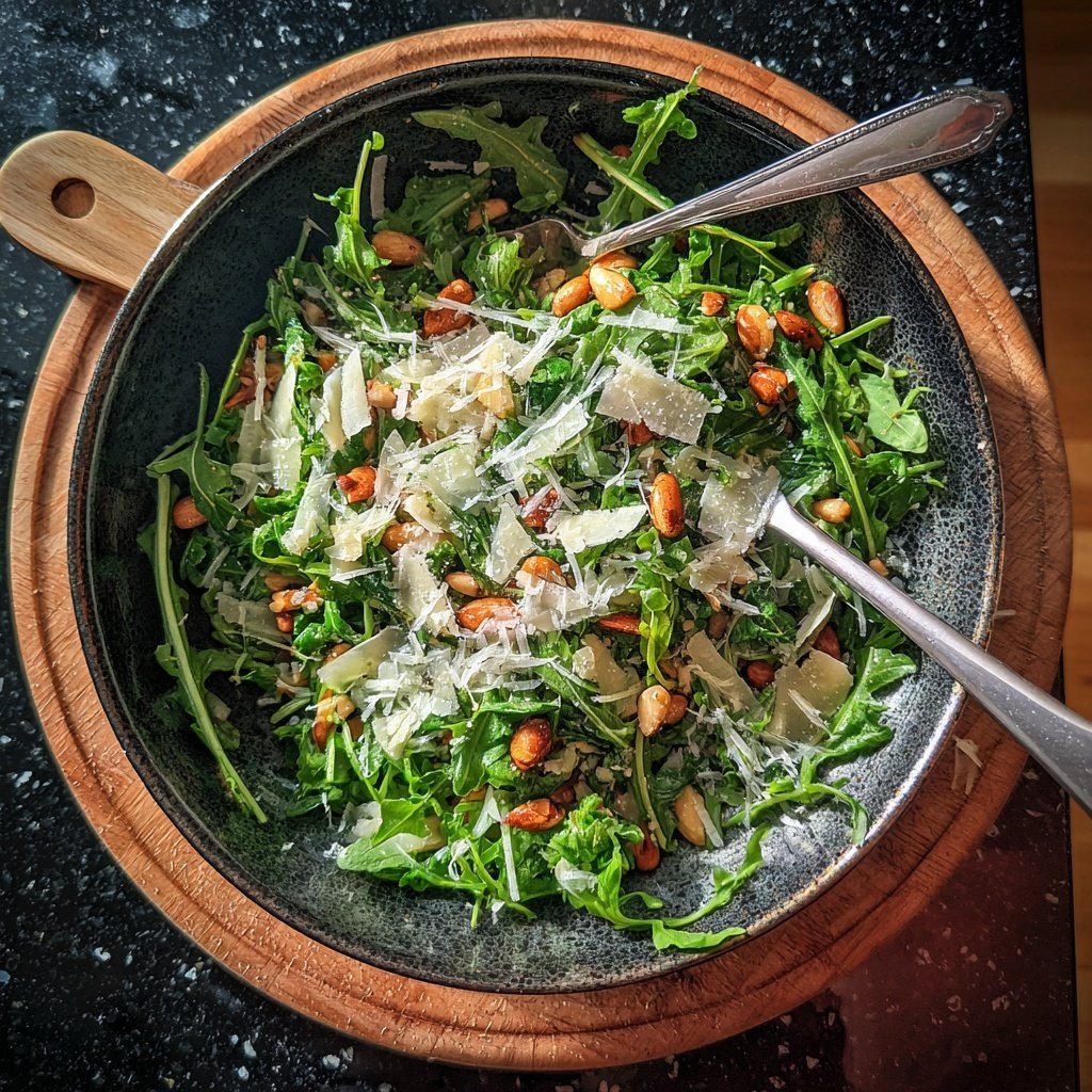 Rucola-Salat mit Parmesan & Pinienkernen