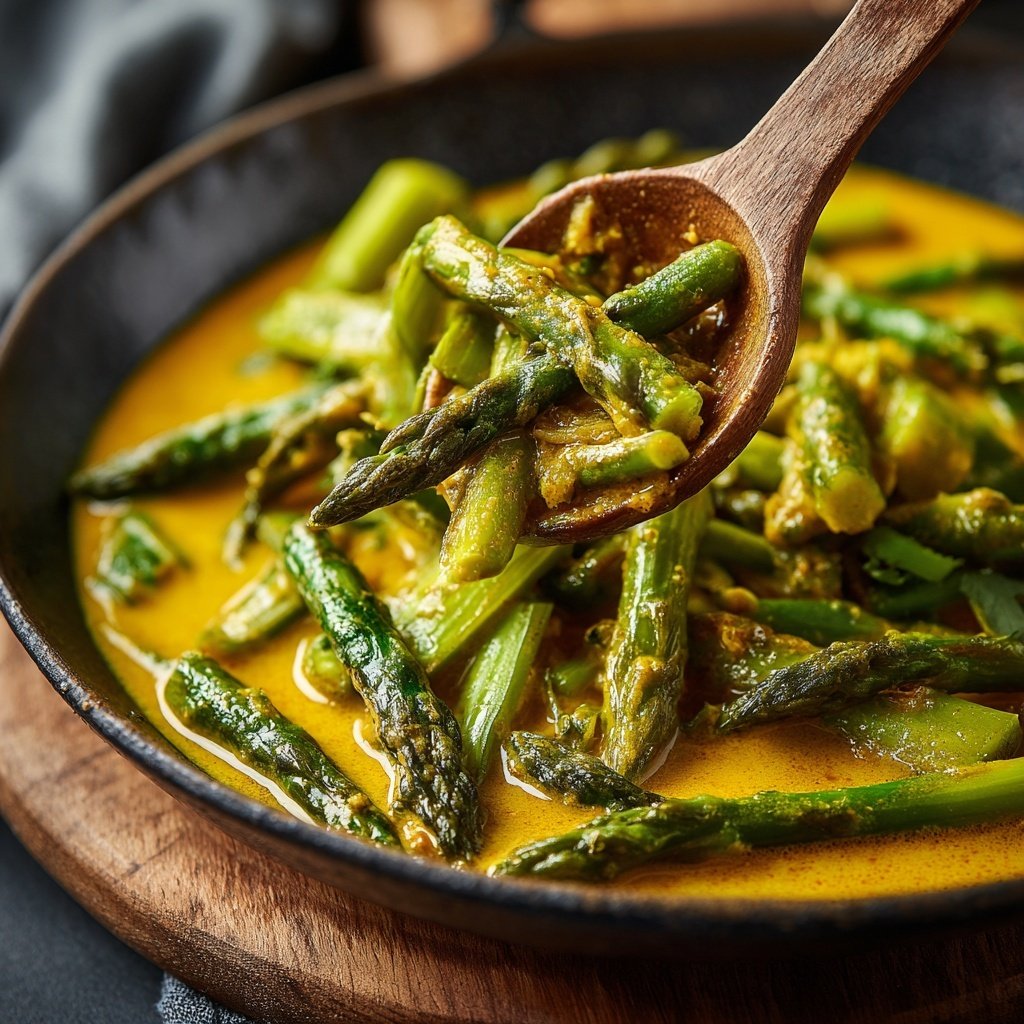 Gemüsecurry mit grünem Spargel