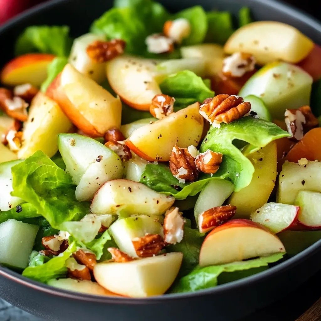 Apfel Staudensellerie Salat und Walnüssen