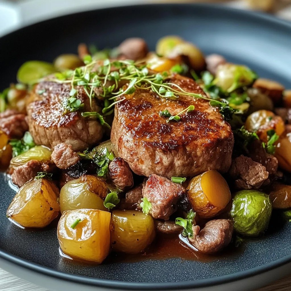 Würzige Rosenkohl-Hackfleisch-Pfanne