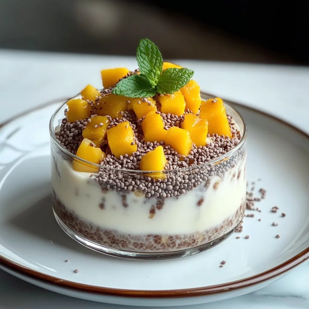 Einfaches Mango-Kokos-Chia-Samen-Pudding