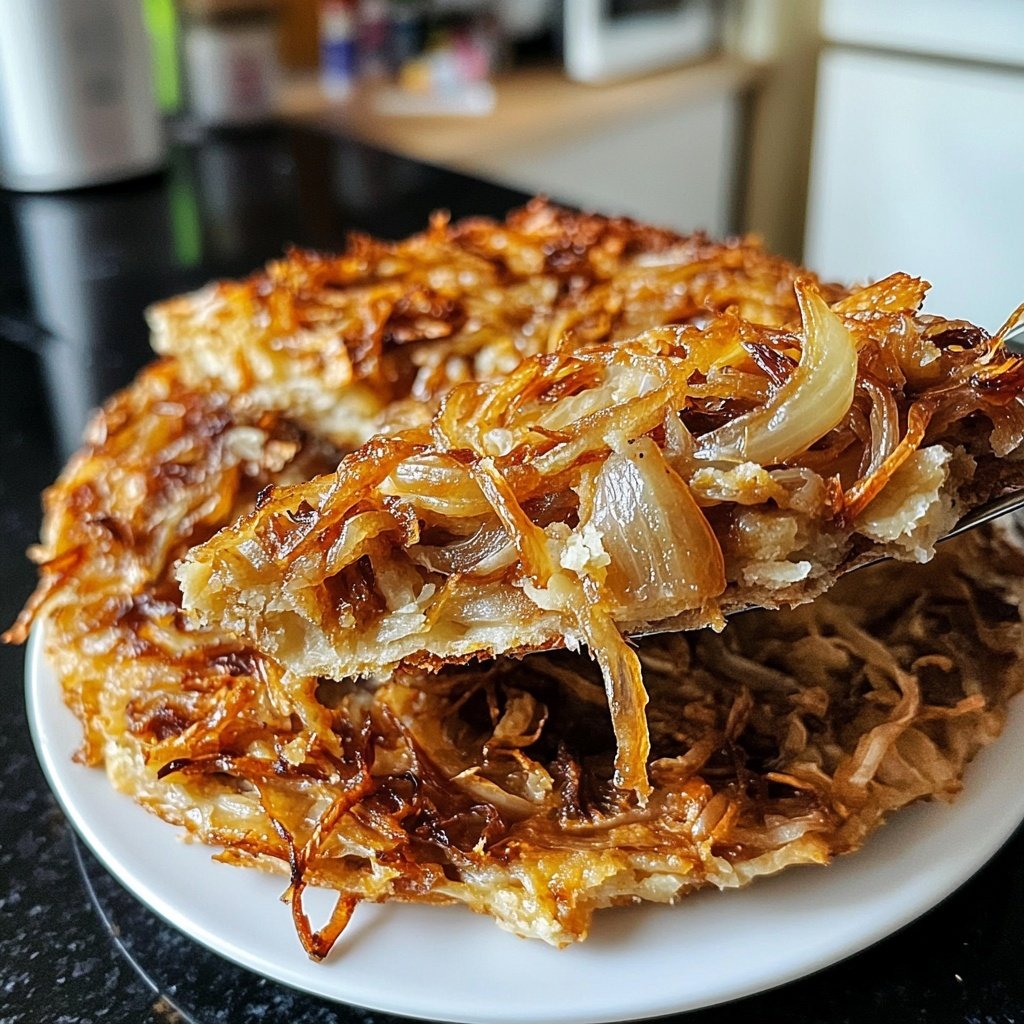 Kartelstampf mit karamellisierten Zwiebeln