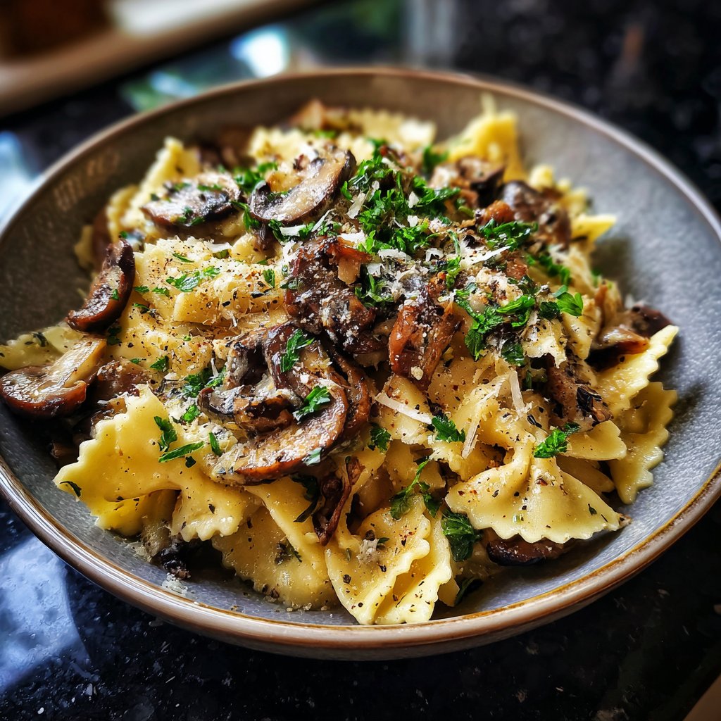 Reisnudeln mit Pilzen